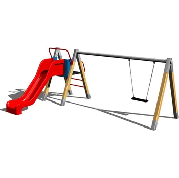 Dětská houpačka Playground System Řetězová houpačka se skluzavkou dřevěná - B (v.p. 1 m)