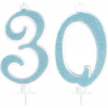 Dortová svíčka NAROZENINOVÁ SADA 30 LET MODRÉ SVÍČKY