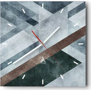 Hodiny Velké nástěnné hodiny 40x40 Linie Skleněné hodiny Čtvercové Tiché