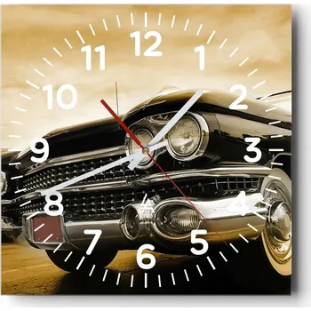 Hodiny Kuchyňské nástěnné hodiny 30x30 Auto Skleněné hodiny do obýváku Moderní Tiché