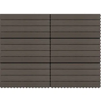 Venkovní dlažba vidaXL Marketos Terasové dlaždice 6 ks WPC 60 x 30 cm 1,08 m² tmavě hnědé