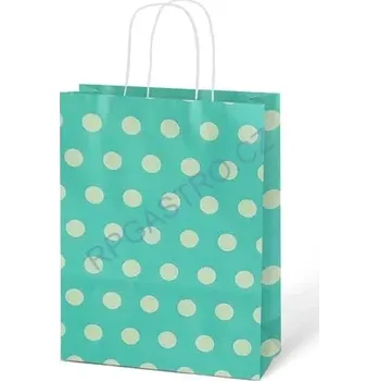 Papírová taška dárková vel.L 245x310x105 mm světle zelená s bílými puntíky (5251327.4)