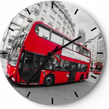 Hodiny Velké nástěnné hodiny 40x40 cm Město Skleněné hodiny Kulatý Tiché