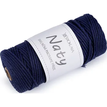 Bavlněná pletací příze macrame Naty Ø3 mm rozčesávací Varianta: 16 modrá tmavá, Balení: 1 ks