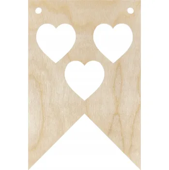 Dřevěná girlanda s praporky SRDCE SRDÍČKA banner závěs ozdoba