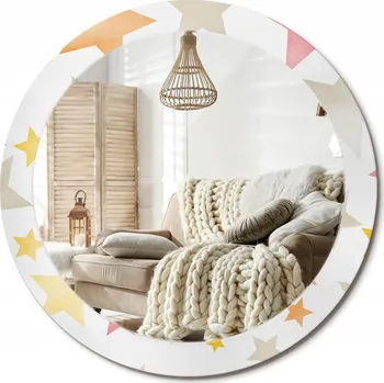 Zrcadlo Zrcadlo nástěnné s ozdobným skleněným rámem průměr 80 cm Pastelové hvězdy