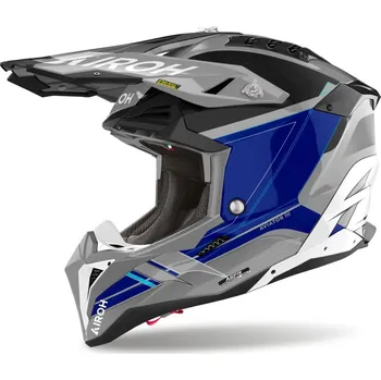 Helma na motorku Motokrosová přilba AVIATOR 3 Saber, AIROH (lesklá modrá) 2025
