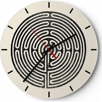 Hodiny Velké nástěnné hodiny na zeď 40x40 Labyrint Skleněné hodiny Kulatý Tiché