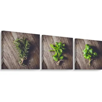 Obraz Obrazy na plátně do kuchyně Bazalka Máta , rozmarýn, bylinky, desky 180x60