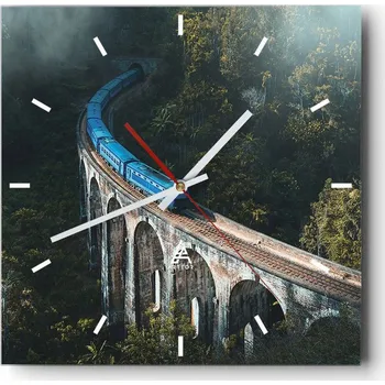 Hodiny Velké nástěnné hodiny na zeď 40x40 Most Skleněné hodiny Čtvercové Tiché