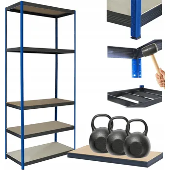 Dílenský regál Kovový regál do skladu HELIOS 180x110x50cm 5 polic x 350kg - ODOLNÝ