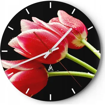 Hodiny Nástěnné hodiny do kuchyně 30x30 Květiny Skleněné hodiny do obýváku Loft Tiché