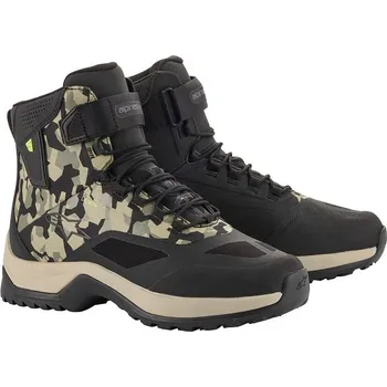Moto obuv Kotníkové boty CR-6 DRYSTAR, ALPINESTARS (černá/zelená maskáčová/béžová)
