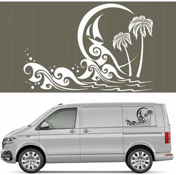 Výtvarná sada Šablona na malování auta CAMPER - motiv vlny a palmy, 44 cm x 65 cm