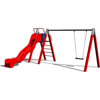 Dětská houpačka Playground System Řetězová houpačka se skluzavkou celokovová - B (v.p. 1,5 m)