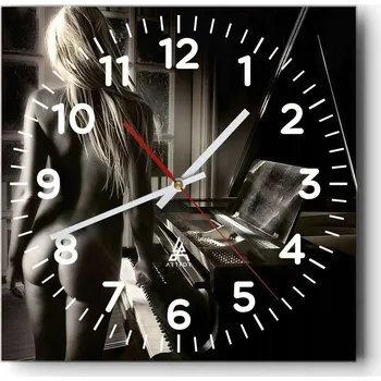 Hodiny Kuchyňské nástěnné hodiny 30x30 Žena Skleněné hodiny do obýváku Moderní Tiché