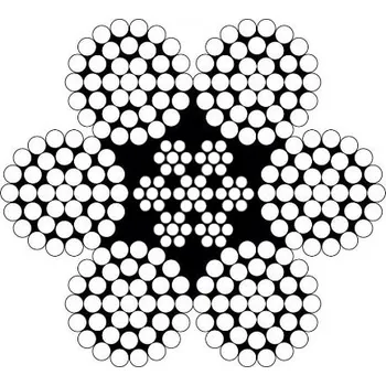 Lano Šestipramenné lano - 6x37M - IWRC Lano - průměr: 12 mm, Pevnost: 1960 MPa, Provedení: Pozink