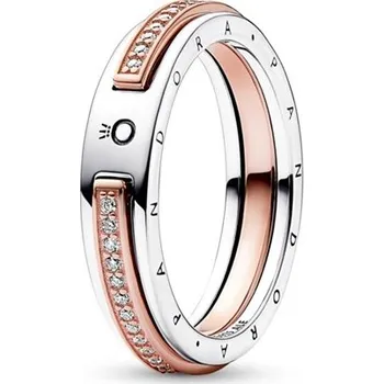 Prsten Prsten PANDORA Rose Signature Logo a pavé 54 182773C01-54