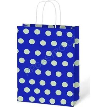 Dárková taška Papírová taška dárková vel.L 245x310x105 mm tmavě modrá s bílými puntíky (5251327.5)