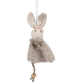 Béžová velikonoční závěsná ozdoba králíček v šatičkách Ukje – 16 cm