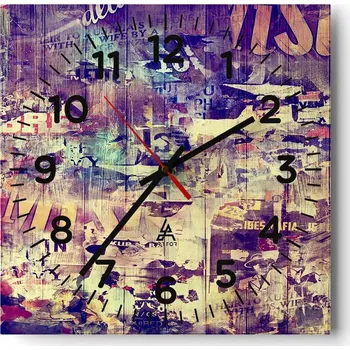 Hodiny Kuchyňské nástěnné hodiny 30x30 Graffiti Skleněné hodiny do obýváku Moderní Tiché
