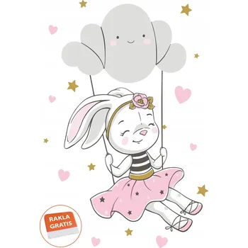 Samolepící dekorace Samolepka na stěnu dla dzieci hvězdičky králíček