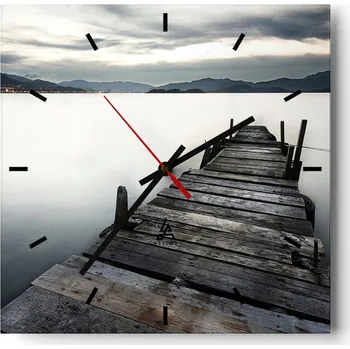 Hodiny Velké nástěnné hodiny 40x40 Krajina Skleněné hodiny Tiché