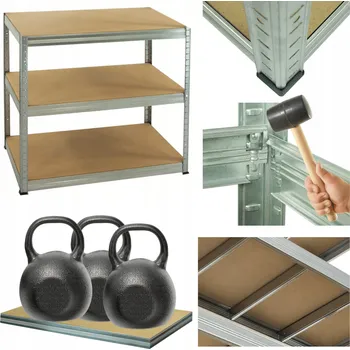 Dílenský regál Kovový skladový regál pozink HELIOS 90x100x45 cm 3Px350 kg