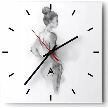 Hodiny Velké nástěnné hodiny na zeď 40x40 Žena Skleněné hodiny Čtvercové Tiché