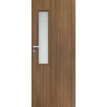 Interiérové dveře Interiérové deskové dveře STANDARD INVEST 80 s hranatým prosklením. Desková konstrukce s dřevěným rámem.