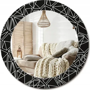 Zrcadlo Zrcadlo s potiskem do koupelny, kuchyně, předsíně, geometrický vzor, průměr 60 cm