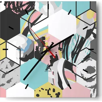 Hodiny Velké nástěnné hodiny 40x40 Abstrakce Skleněné tiché hodiny