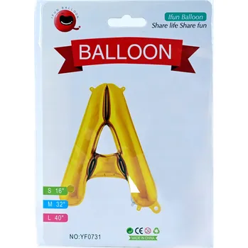 Balónek BALÓNEK PÍSMENO 40CM ZLATÉ BALÓNKY RŮZNÁ PÍSMENA