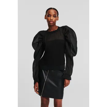 Dámská mikina MIKINA KARL LAGERFELD ORGANZA SLEEVE SWEATSHIRT BLACK