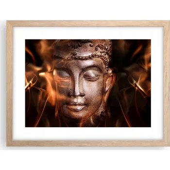 Obraz Obraz plakát v rámu světlý dub do obýváku 40x30 Buddha foto plakáty na zeď