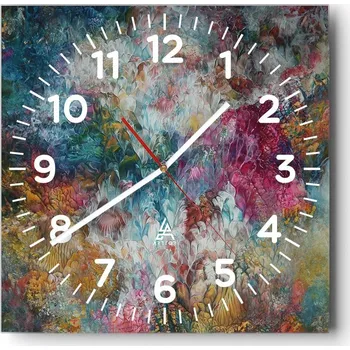 Hodiny Kuchyňské nástěnné hodiny 30x30 Abstrakce Skleněné hodiny do obýváku Moderní Tiché