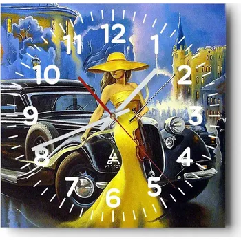 Hodiny Nástěnné hodiny do obýváku 40x40 Motorismus Tichý chod Hodiny na skle Bez hlučnosti