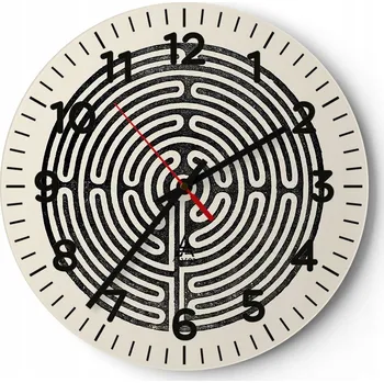 Hodiny Kuchyňské nástěnné hodiny 30x30 Labyrint Moderní skleněné hodiny do obýváku Tiché