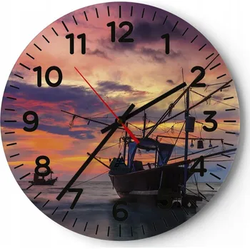 Hodiny Nástěnné hodiny do obýváku 40x40 Krajina Kulatý Skleněné hodiny Loft Tiché