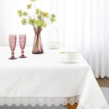 ubrus BÍLÝ UBRUS ODOLNÝ PROTI SKVRNÁM S KRAJKOU 110 CM X 280 CM