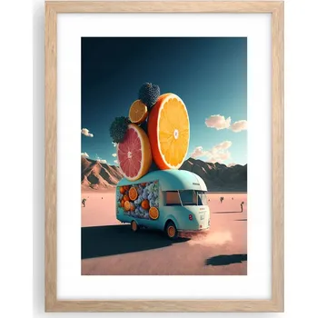 Obraz Obraz plakát v rámu světlý dub do obýváku 30x40 karavan plakáty na zeď