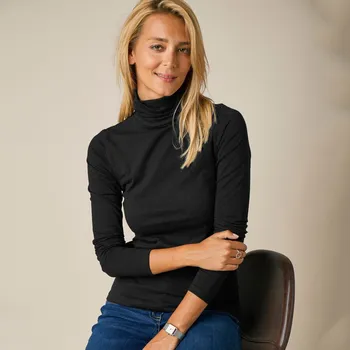 Dámské tričko Strečové rolákové tričko černá 50