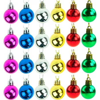 Vánoční dekorace BAREVNÉ RETRO VÁNOČNÍ VÁNOČNÍ BAŇKY NA SADU VÁNOČNÍCH VÁNOČNÍ KOULE 24 KS 3 CM