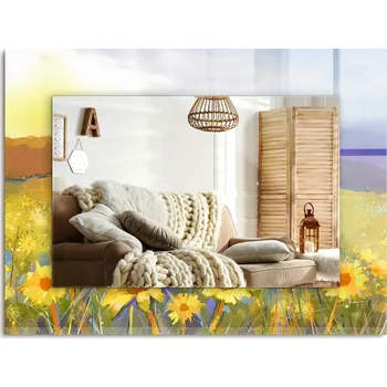 Zrcadlo Zrcadlo s potiskem do koupelny ložnice obývacího pokoje Pole Slunečnic 80x60 cm