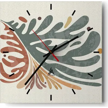 Hodiny Velké nástěnné hodiny 40x40 Boho Skleněné hodiny Čtvercové Tiché