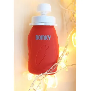 dětská jídelní sada Domky plnitelná silikonová kapsička na jídlo - Červená 180 ml
