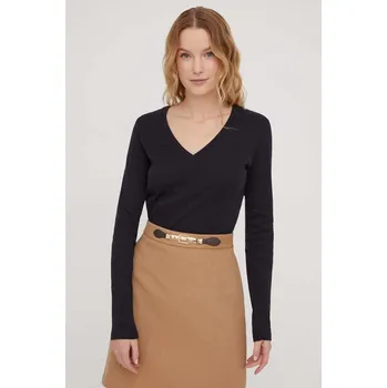 Pánské tričko Bavlněné tričko s dlouhým rukávem United Colors of Benetton 3GA2E4245 černá 99X, vel. XXS