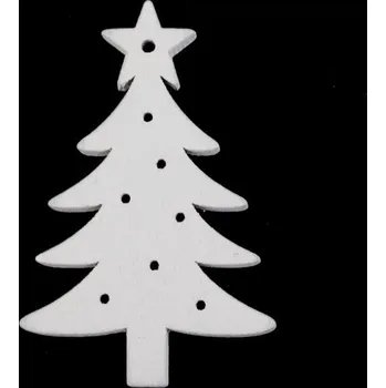 Vánoční dekorace Dřevěné dekorace vánoční vločka, hvězda, stromeček, zvoneček, koník, sob k zavěšení / k nalepení Varianta: 3 bílá strom, Balení: 6 ks