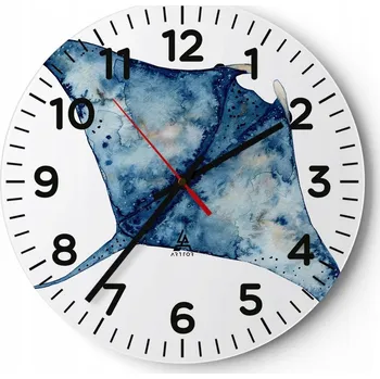 Hodiny Kuchyňské nástěnné hodiny 30x30 Rejnok Moderní skleněné hodiny do obýváku Tiché