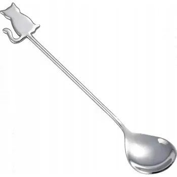 Příbor KOČKA KOTĚ LŽIČKA NA ČAJ, DEZERTY S KOČKOU, CHROMOVANÝ OLDMAN DÁREK 14cm
